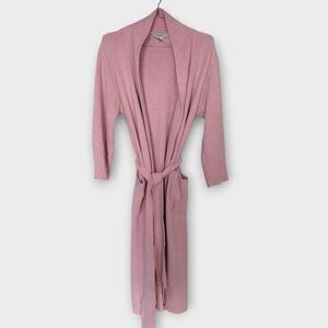 Natori Womens Robe Sz‎ XS Pink Fleece Cozy Mellow Belt Pockets Sleepwear